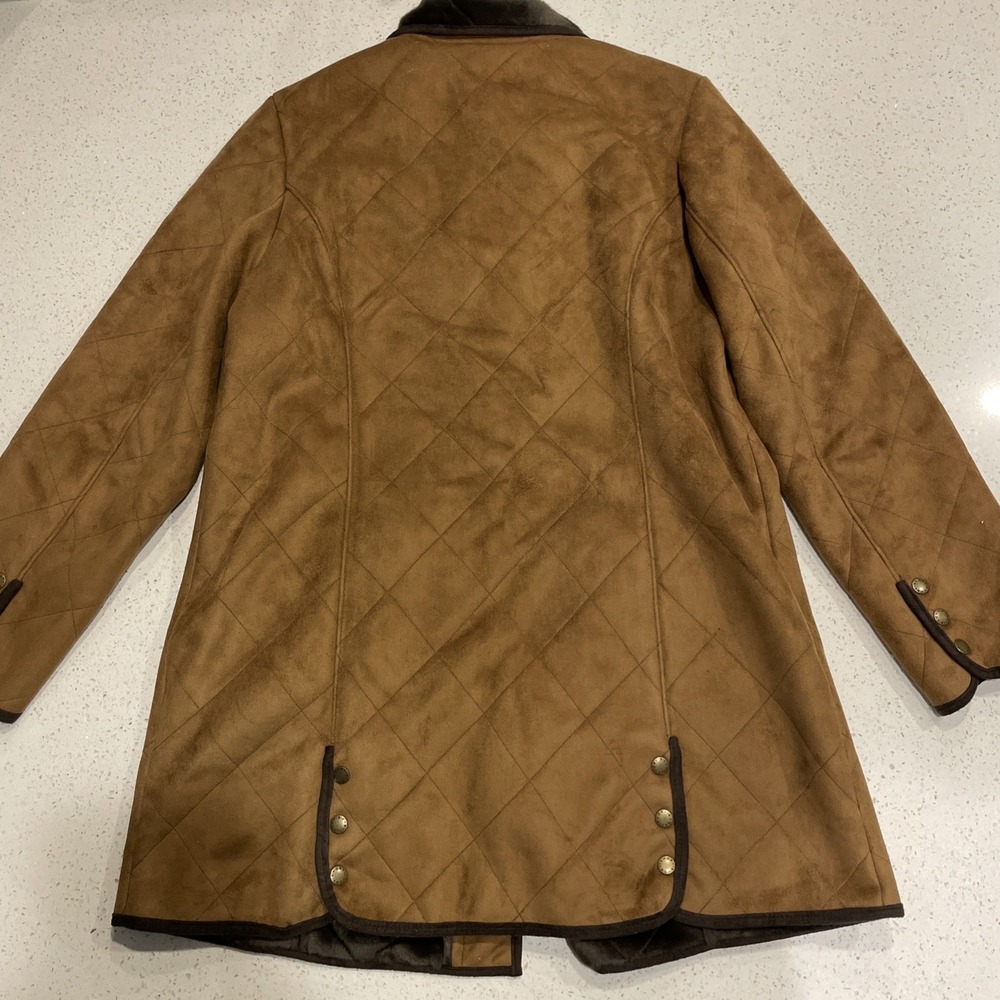 Orvis Quilted Coat Womens Faux Suede Faux Fur Lined Large Chore Coat Western - Picture 7 of 7